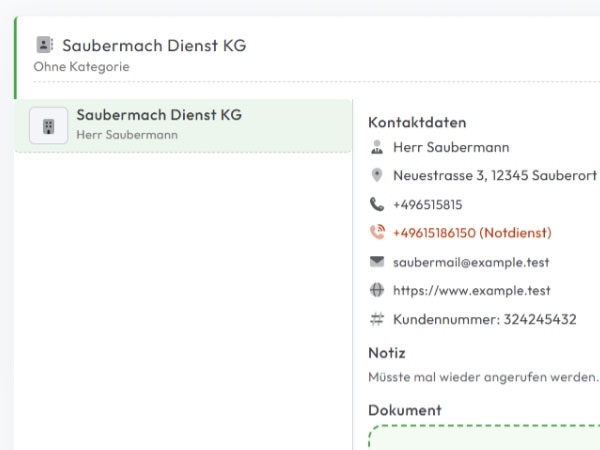 Funktion Dienstleister-Verzeichnis