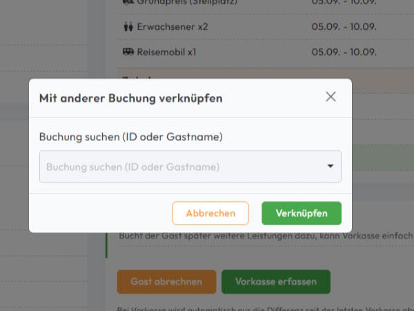 Funktion Gruppenbuchungen