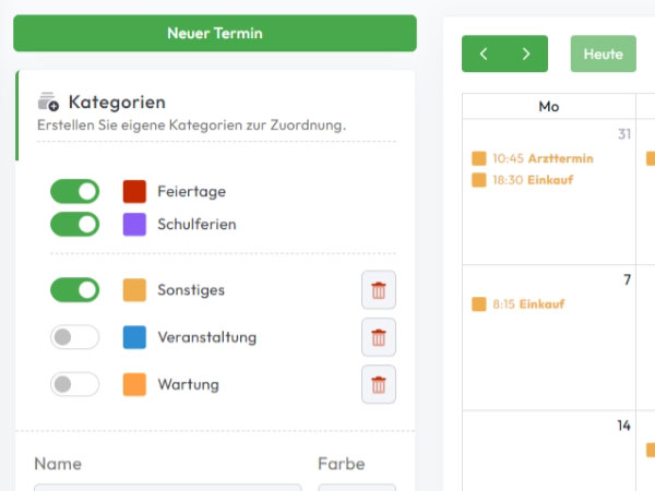 Funktion Kalender & Termine