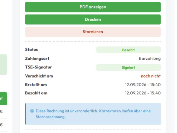 Funktion TSE-Signaturen
