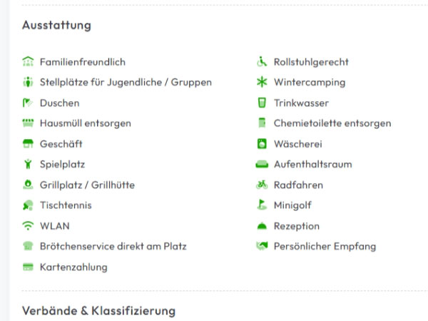 Funktion Öffentliche Campingplatz-Seite